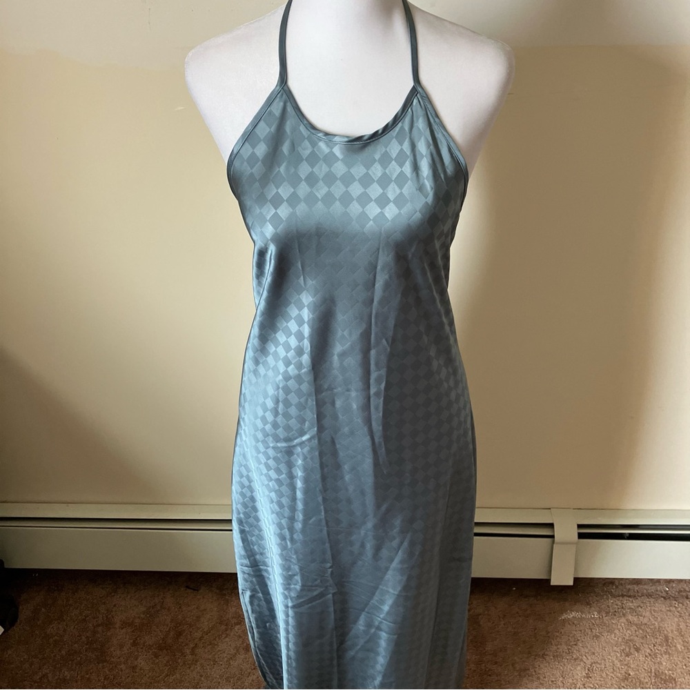 House of Harlow 1960 Halterneck Backless Baby Blue Diamond Patterned Dress Large - Picture 7 of 14